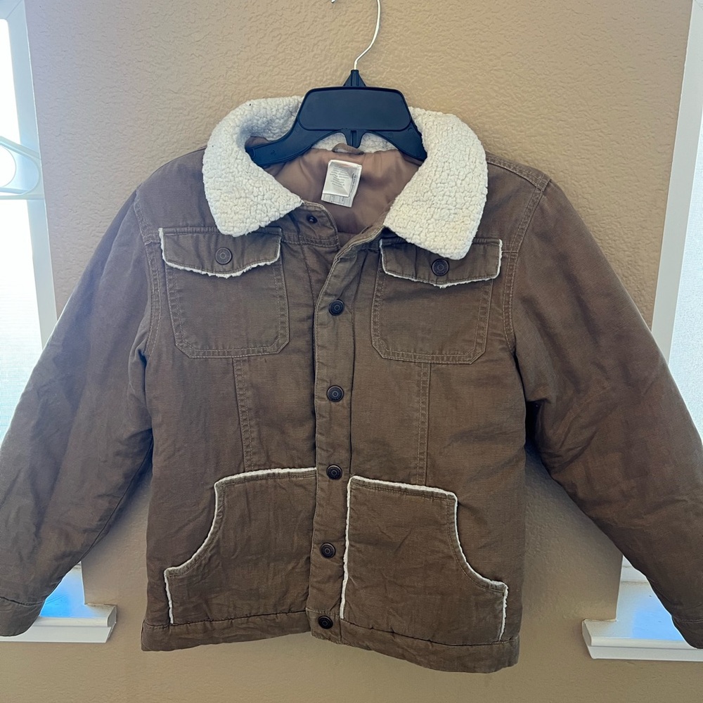 Gymboree Brown Jean Jacket with White Sherpa Trim